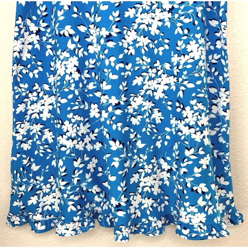 Draper James Nightie Blue‎ Shadow Floral Ruffle Pajama Dress Ruffle Small Medium - Picture 7 of 9